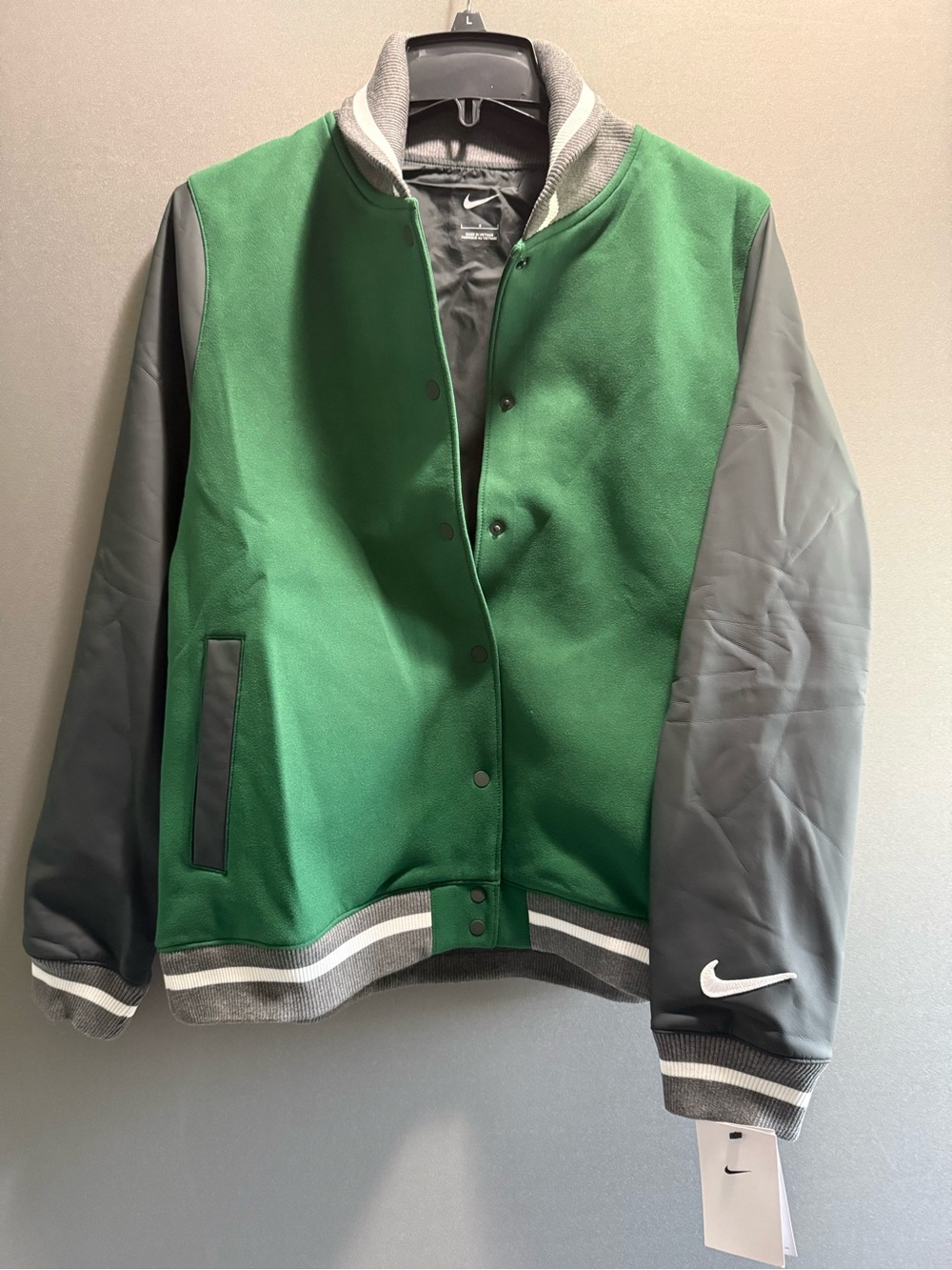 Nike Green and Gray Varsity Jacket